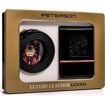 Peněženka Pánská dárková sada Peterson černá PTN ZM41