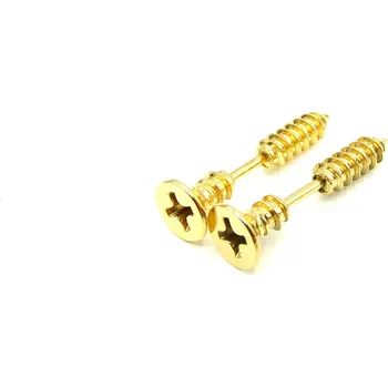 Náušnice RajSperku Punkové náušnice ŠROUBEK ZLATÝ z chirurgické oceli dárkové balení zdarma