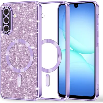 Pouzdro na mobilní telefon Techsuit Luxury Glitter MagSafe pro Samsung Galaxy A17 5G A17 4G světle fialová