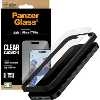 PanzerGlass® Classic Fit ochranné sklo s EasyAlignerem iPhone 17 iPhone 16 Pro čiré