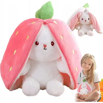 plyšák Plyšová Hračka KRÁLÍK V JAHODĚ Králíček Jahoda Zajíček Plyšák VELKÝ 35 cm