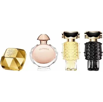 Parfém Paco Rabanne Paco Rabanne Miniaturní dárková sada Lady Million Eau de Parfum 5 ml + Olympea Eau de Parfum 6 ml + Fame Eau de Parfum 4 ml + Fame Parfum, 4 ml