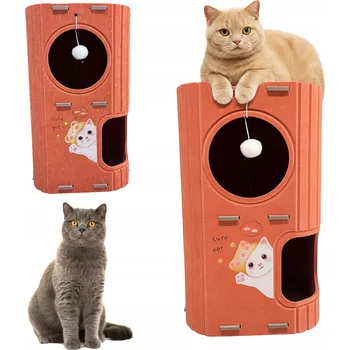 Pelíšek pro psa PELÍŠEK PRO KOČKY DOMEČEK BOUDA VÍCEÚROVŇOVÁ VĚŽ Z FILCU S MÍČKEM SIEMIEC