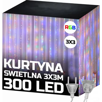 Vánoční dekorace Vánoční světelný závěs 230V 300 LED 3M 8 režimů RGB světelná girlanda na okno