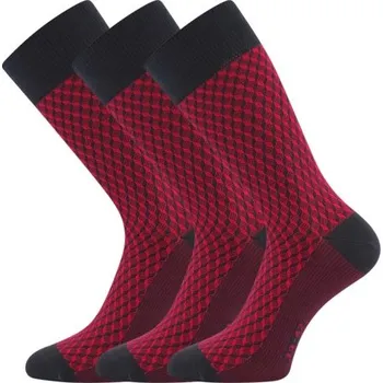 Pánské ponožky Ponožky pánské společenské Lonka ŽERYK tmavě šedé s magentou (3 páry) Velikost: 39-42 (26-28)