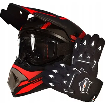 Helma na motorku Helma Brýle Rukavice na Koloběžku Cross Enduro Quad BMX MTB Červená S