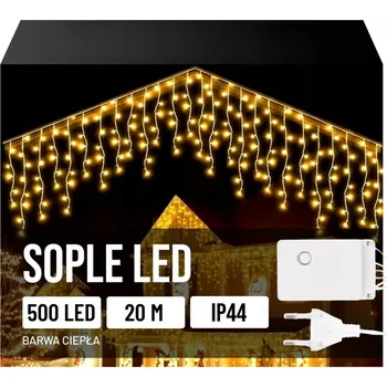 Vánoce Lampičky Rampouchy Bílé Vánoční Venkovní Teplé Světlo 500 LED