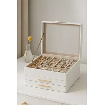 Šperkovnice Creative Home Šperkovnice se skleněným víkem, bílá