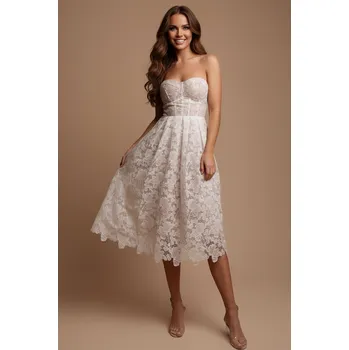 Dámské šaty EVA & LOLA Koktejlové Šaty SALMA bílé Barva: Bílá, Velikost: L