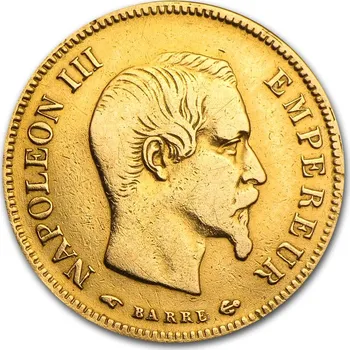 Zlatá francouzská mince 10 franků Napoleon III 2,9 g