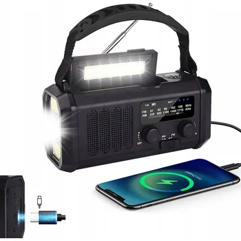 Powerbanka 10000mAh PŘENOSNÉ SOLÁRNÍ RÁDIO S KLIKOU, ALARMEM, DYNAMEM, SVÍTILNOU A NOUZOVÝM NAPÁJENÍM