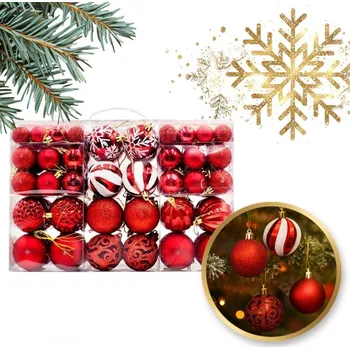 Vánoční ozdoba Flamenco Mystique Sada 100 vánočních ozdob + hvězda na vánoční stromeček, červená a bílá BSN66