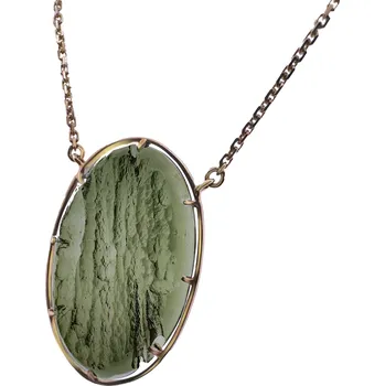 Náhrdelník Vltavín Moldavite Zlatý náhrdelník s vltavínem, polobrus P23 0019