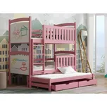 Patrová postel pro tři Amelia Barva dřeva: Růžová, Rozměry: 90x200