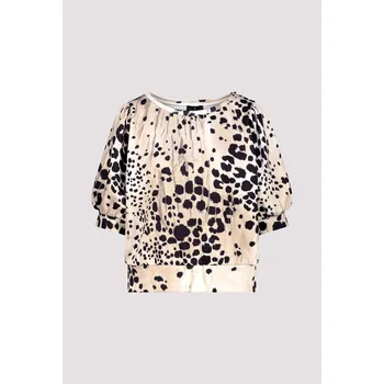 Dámské tričko Tričko Monari 8738 leopardí vzor s řasením na ramenou Velikost: 36