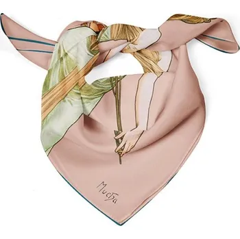 Šátek Hedvábný šátek Spring 52x52cm, Alfons Mucha