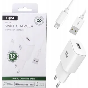 SÍŤOVÁ NABÍJEČKA S KABELEM USB-A NA LIGHTNING XQISIT 12 W BÍLÁ MFI