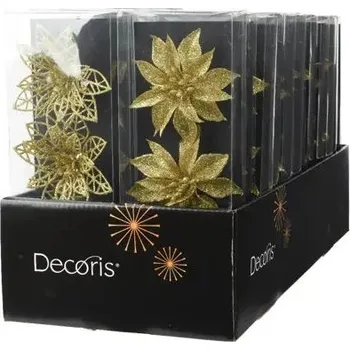 Vánoční dekorace Vánoční hvězda zlatá mix 9 Cm 3 ks