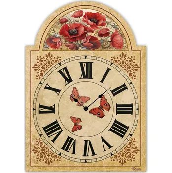Hodiny Velké dřevěné selské hodiny - Krása vlčích máků