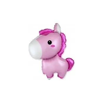 Balónek Foliový balónek Flexmetal Koník 35 cm růžový