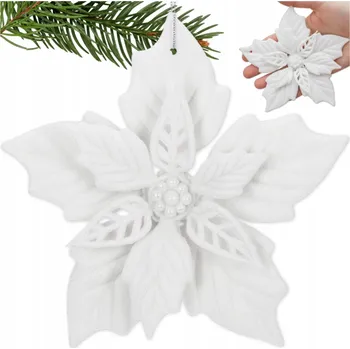 Vánoční ozdoba BETLÉMSKÁ HVĚZDA ZÁVĚSNÁ OZDOBA NA STROMEČEK DEKORACE S BROKÁTEM 12 CM