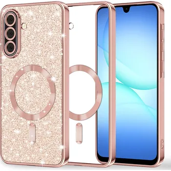 Pouzdro na mobilní telefon Techsuit Luxury Glitter MagSafe pro Samsung Galaxy A17 5G A17 4G růžově zlatá