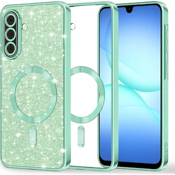 Pouzdro na mobilní telefon Techsuit Luxury Glitter MagSafe pro Samsung Galaxy A17 5G / A17 4G světle zelená