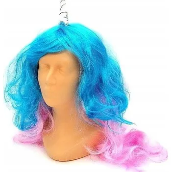Karnevalová paruka Paruka JEDNOROŽEC DUHOVÁ 55 cm roh 10 cm