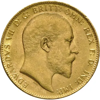 Zlatá mince Anglie/Velká Británie "Sovereign Edward VII (1902-1910)", 1908, 7,32 g ryzího zlata (0,917 proof).