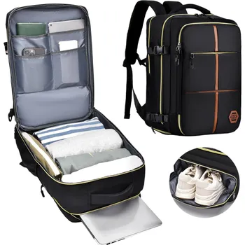 Městský batoh eCarla Cestovní batoh, příruční zavazadlo do letadla, vodotěsný - černý