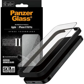PanzerGlass® Ultra-Wide Fit Ceramic II Ochranné sklo s EasyAlignerem iPhone 17 iPhone 16 Pro černá