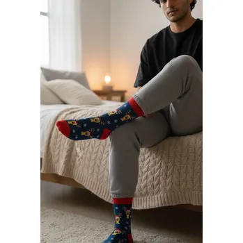 Pánské ponožky Pánské vánoční ponožky pivo modré Velikost: 44-46