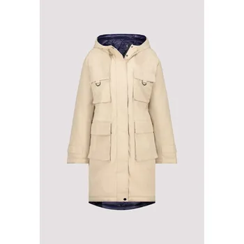 Dámský kabát Bunda Monari 9165 béžová / tm. modrá oboustranná dlouhá Velikost: 38