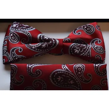 Pánský motýlek s kapesníkem M5 - vzor 124 - ČERVENÝ