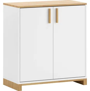 Komoda Bílá komoda se dvěma čely a policí - Bílá