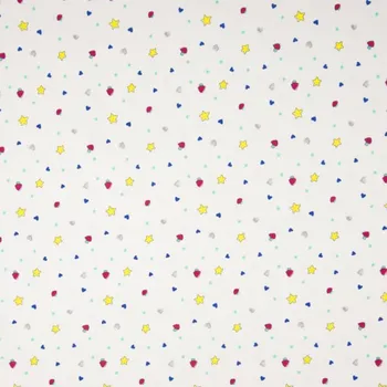 Úplet bílý, barevné hvězdičky a srdíčka, š.145