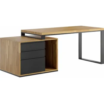 Psací stůl Psací stůl s dřevěnou deskou Loft Office Plus Right - Černá , NE , Vlevo (podstavec) , 160x70 cm