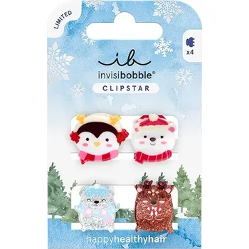 Invisibobble Skřipeček do vlasů Clipstar Kids Cozy Snowy Friends 4 ks + 2 měsíce na vrácení zboží