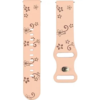 Příslušenství k chytrým hodinkám Madvell Silikonový řemínek Květiny růžová s bordó 20mm