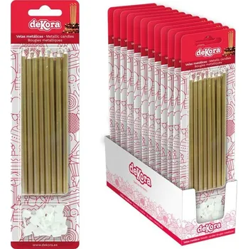 Dortová svíčka Zlaté dortové svíčky se zápichem 13cm 16ks - Dekora