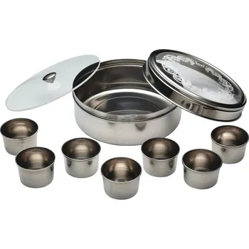 KitchenCraft World of Flavours Indická nerezová dóza na koření Masala Dabba, 17 cm