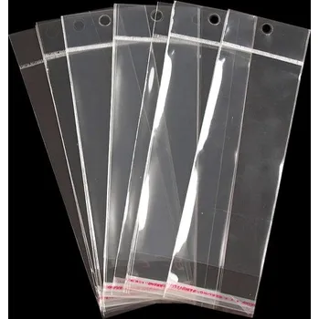 Obalový materiál PP sáček s lepicí klopou a závěsem 6x15 cm Varianta: transparent, Balení: 36000 ks