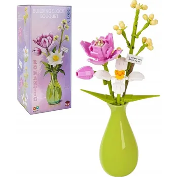 ostatní stavebnice Květinové Stavebnice s keramickou vázou zhe gao 622006 kytice dárek