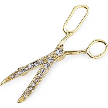 Náramek Brož s broušenými kamínky nůžky, malé, 2 zlatá