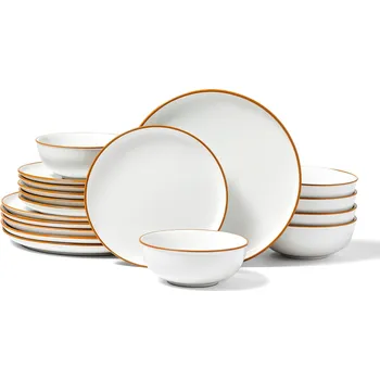 Talíř Vevor Sada nádobí pro 6 osob, keramické talíře a misky, do myčky, bílá