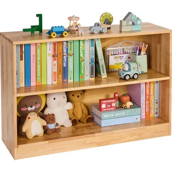 Úložný box Vevor Dětská knihovna šířka 870 mm, 2-patrová, na knihy a hračky, hnědá