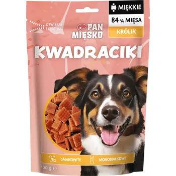 Pamlsek pro psa Pan Mięsko Přírodní Psí pamlsek Měkké Čtverečky s Králíkem 100g