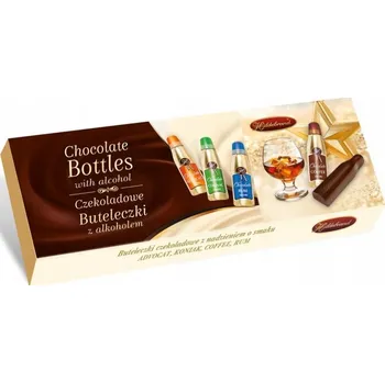 Čokoláda Hildebrand sada čokoládových lahviček s alkoholem uvnitř, ideální jako dárek k Vánocům, 120 g