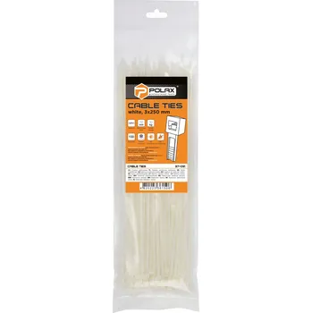 Organizace kabelů Stahovací pásky (trysky) nylonové bílé 3 x 250 mm, 100 ks Polax