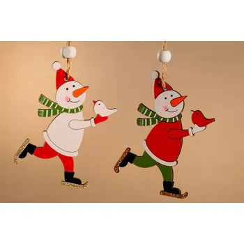 Vánoční dekorace Dřevěný sněhulák X364